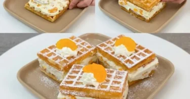 Waffelkuchen ohne Backen mit Schokolade und frischen Früchten