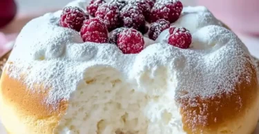 Ein zartes Stück Wolkenkuchen auf einem dekorativen Teller
