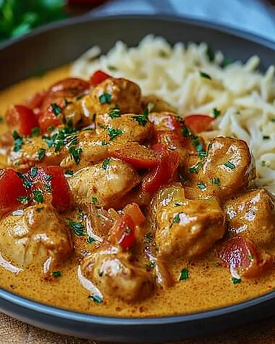 Zartes Hähnchen in Paprika-Sahne-Soße