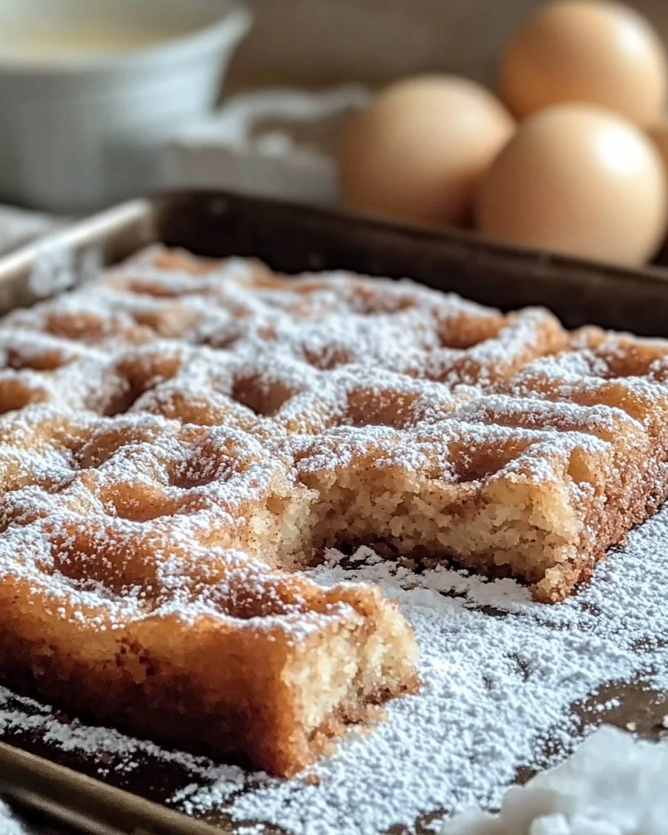 Zimtkuchen vom Blech mit Zimt und Zucker, frisch gebacken und dekoriert