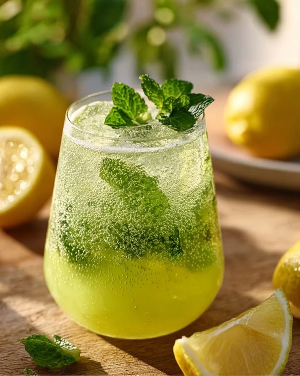 Zitronen-Limonade mit frischer Minze in einem Glas