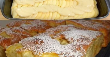 Schneller Apfelkuchen mit 7 Äpfeln in 10 Minuten gebacken.