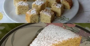 Amaretto-Mandel-Kuchen mit Mandeln und Amaretto dekoriert