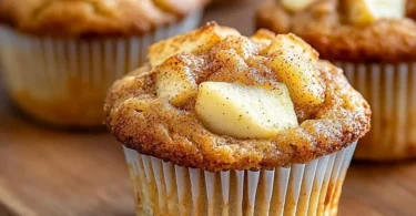 Frische Apfel-Zimt-Muffins auf einem Teller, ideal für Snacks und Desserts.