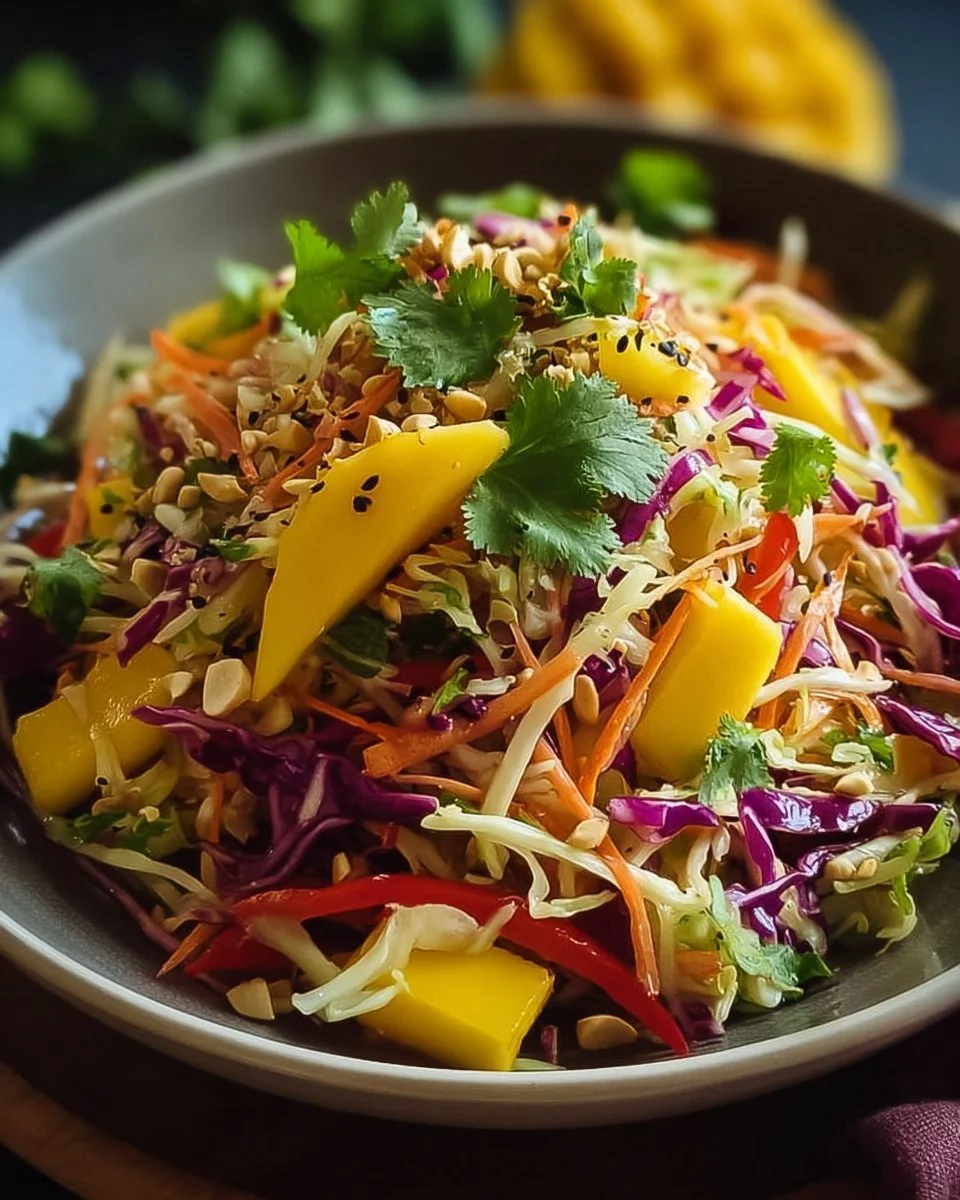 Asiatischer Spitzkohl-Mango-Salat mit frischen Zutaten als gesundes Gericht