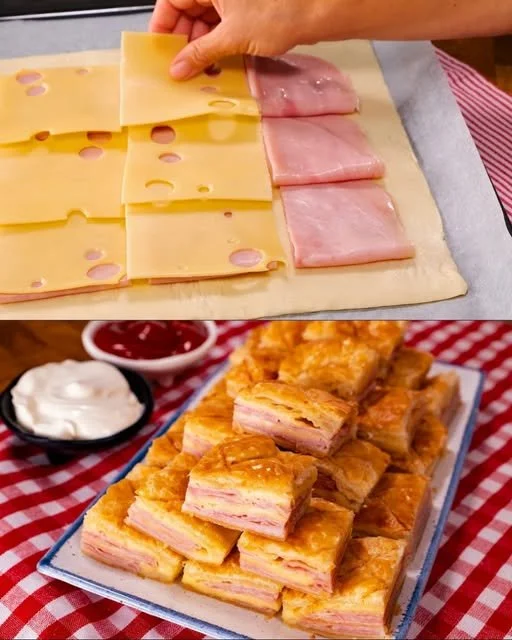 Blätterteig mit Käse und Schinken