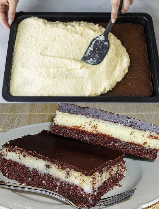 Bounty Kuchen ohne Backen mit Kokos und Schokolade