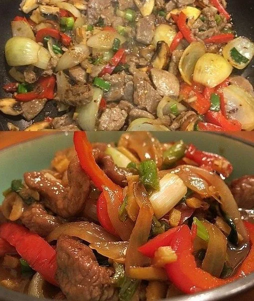 Schale mit chinesischem Rindfleisch und frischem Gemüse