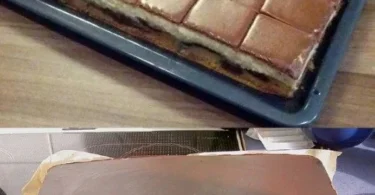 Leckere Donauwelle, ein traditioneller deutscher Kuchen mit Schokoladen- und Vanillegeschmack.