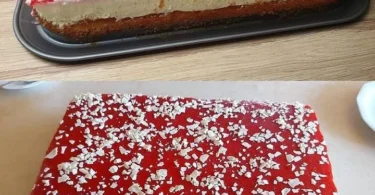Delizierender Erdbeer-Sahne-Kuchen mit frischen Erdbeeren und Sahne