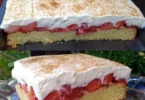 Fanta Erdbeerkuchen mit frischen Erdbeeren und sprudelnder Fanta