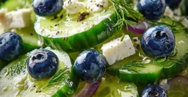 Frischer Gurken-Blaubeer-Salat mit Gurken und frischen Blaubeeren