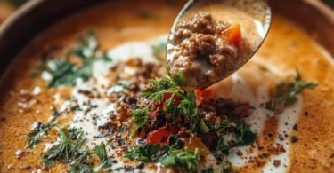 Schüssel mit friss-dich-dumm-Suppe - eine nahrhafte und schmackhafte Speise