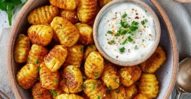 Gnocchi zubereitet in der Heißluftfritteuse, knusprig und goldbraun.