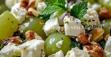 Grüner Trauben-Salat mit Feta und frischen Zutaten in einer Schüssel