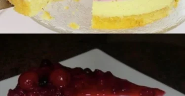 Leckerer Himbeer Schmand Kuchen auf einem Teller, perfekt für Desserts.