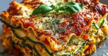 Hohe Protein-Gemüse-Lasagne mit frischem Gemüse und reichhaltigem Baum