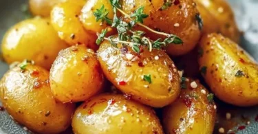 Schüssel mit Honig-Senf-Kartoffeln, frisch zubereitet für ein leckeres Gericht.