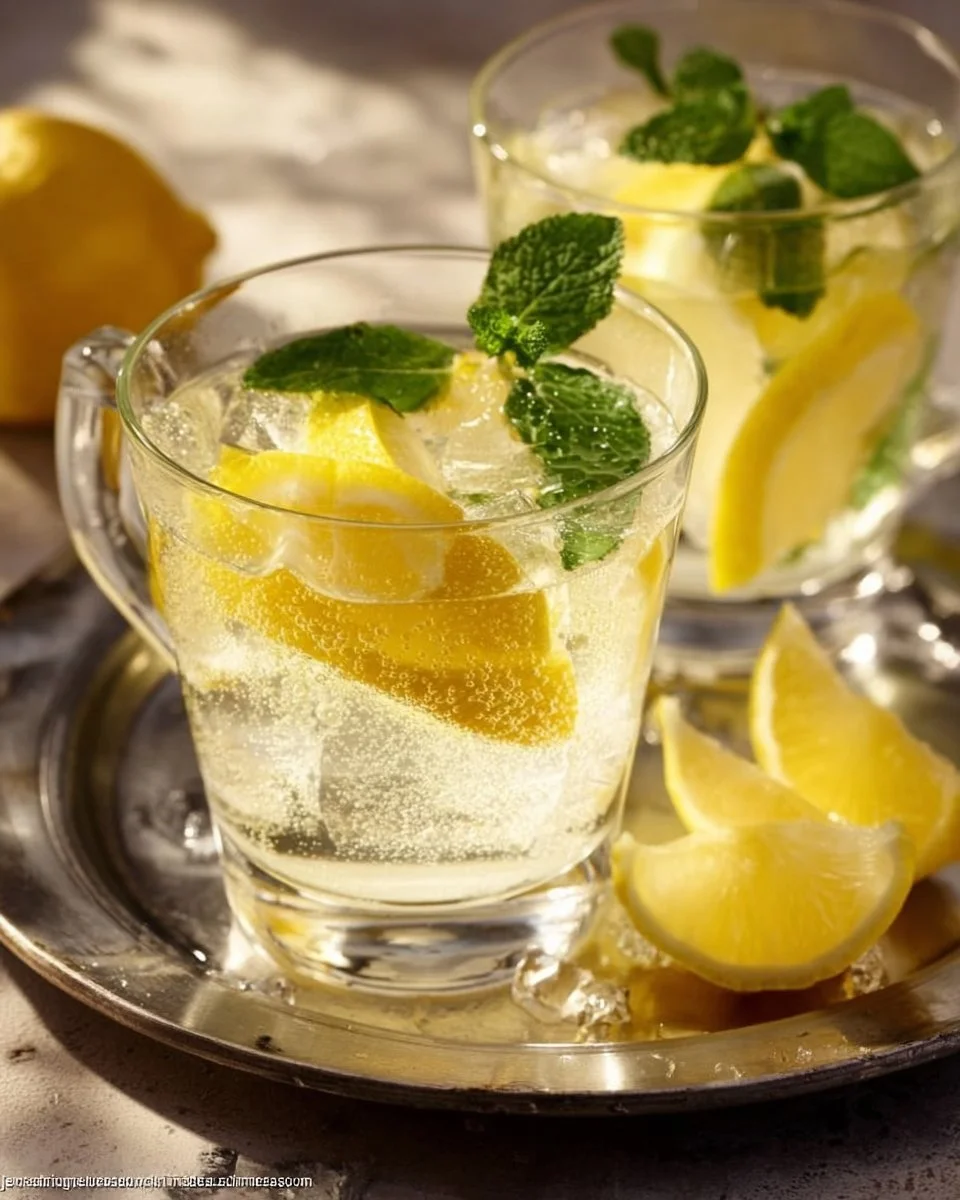 Glas mit Kalte Ente, einem spritzigen Getränk aus Sekt und Limonade.