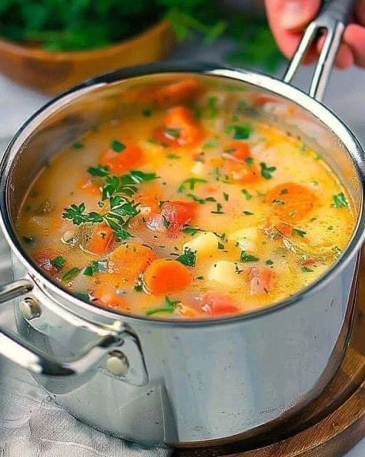 Schale mit leckerer, dampfender Kartoffelsuppe