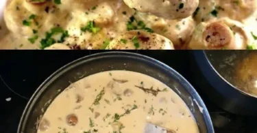 Knoblauchpilze in geschmolzenem Parmesankäse auf einem Teller