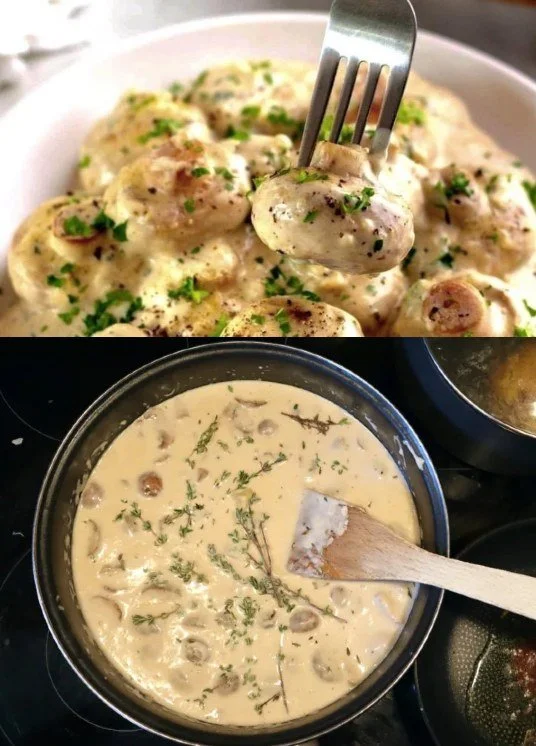 Knoblauchpilze in Parmesankäse