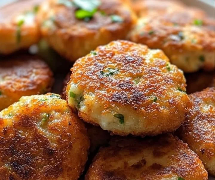 Knusprige Zucchini-Feta-Bällchen frisch aus dem Ofen serviert.