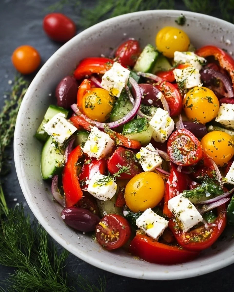 Mediterraner Salat für Grillabende mit frischen Zutaten und buntem Gemüse
