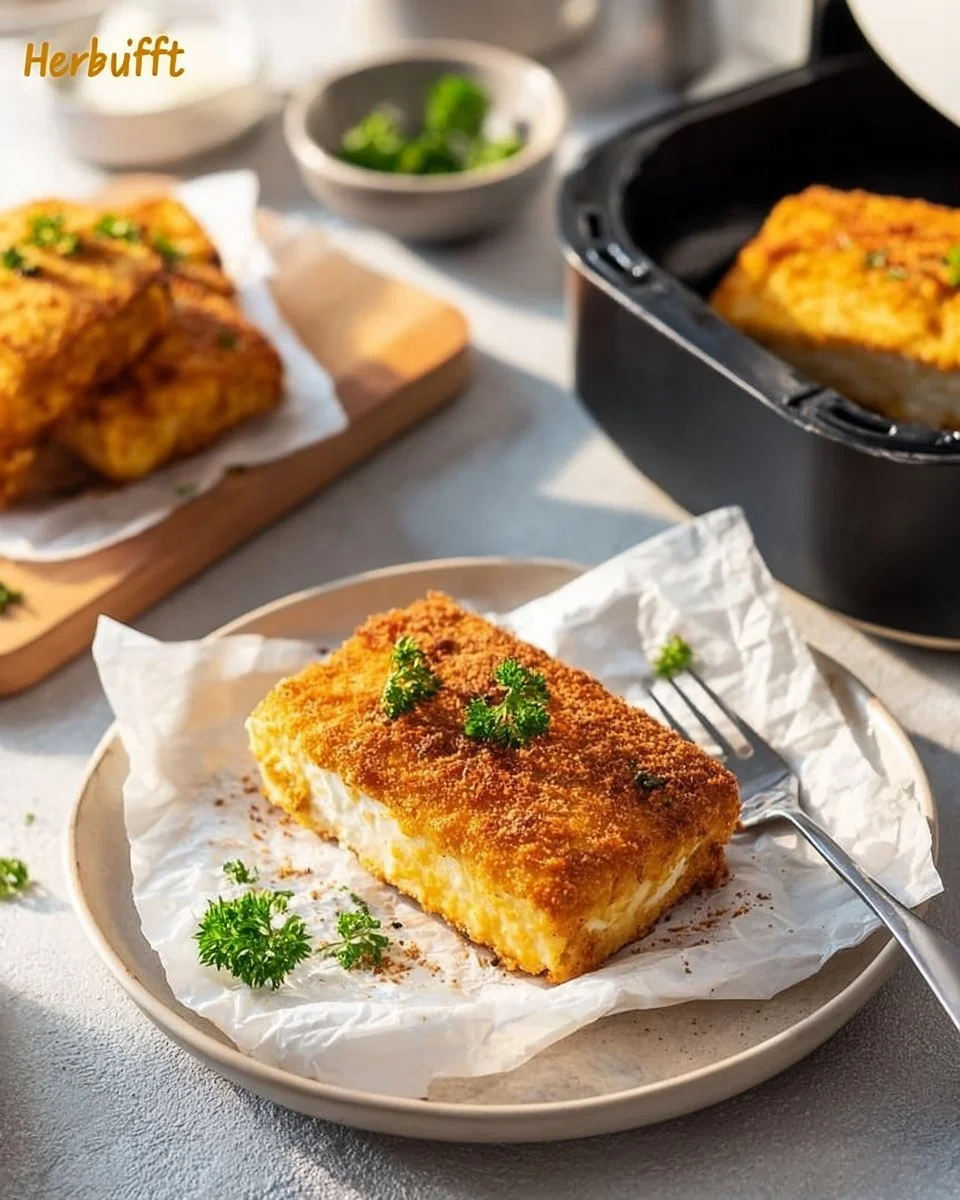 Panierter Feta aus der Heißluftfritteuse, knusprig und lecker zubereitet
