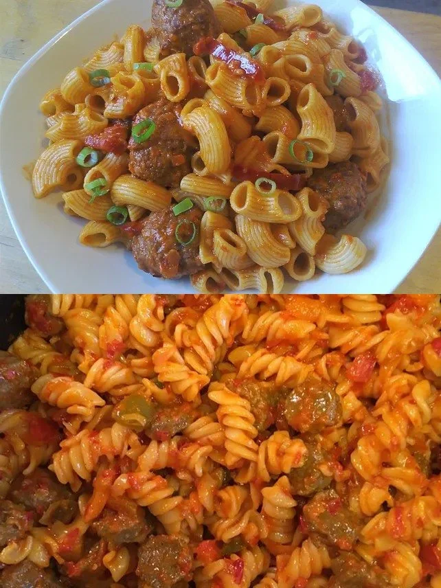 Pasta mit Ajvar und Cevapcici