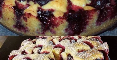 Leckeres Stück Pflaumenkuchen auf einem Teller, perfekt für Dessertliebhaber