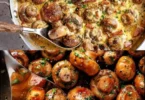 Leckere Pilzsauce über frischem Gemüse serviert.