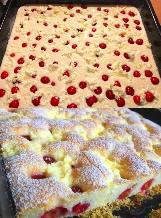 Quark-Kirschkuchen in 5 Minuten im Ofen