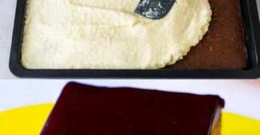 Leckerer Schokoladen-Kokos-Kuchen auf einem Teller, ideal für Naschkatzen.