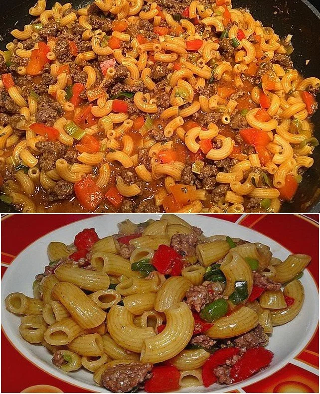 Spaghetti mit Hackfleisch und Gemüse