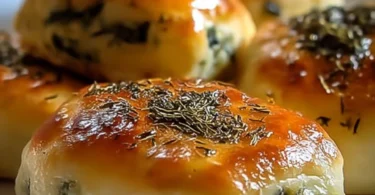Spinat Hüttenkäse Flagels auf einem Tisch serviert