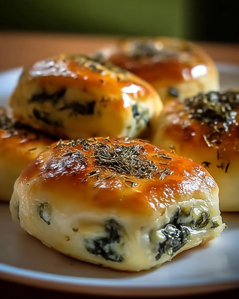 Spinat Hüttenkäse Flagels auf einem Tisch serviert