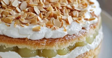 Stachelbeer-Baiser-Torte mit frischen Stachelbeeren und luftigem Baiser
