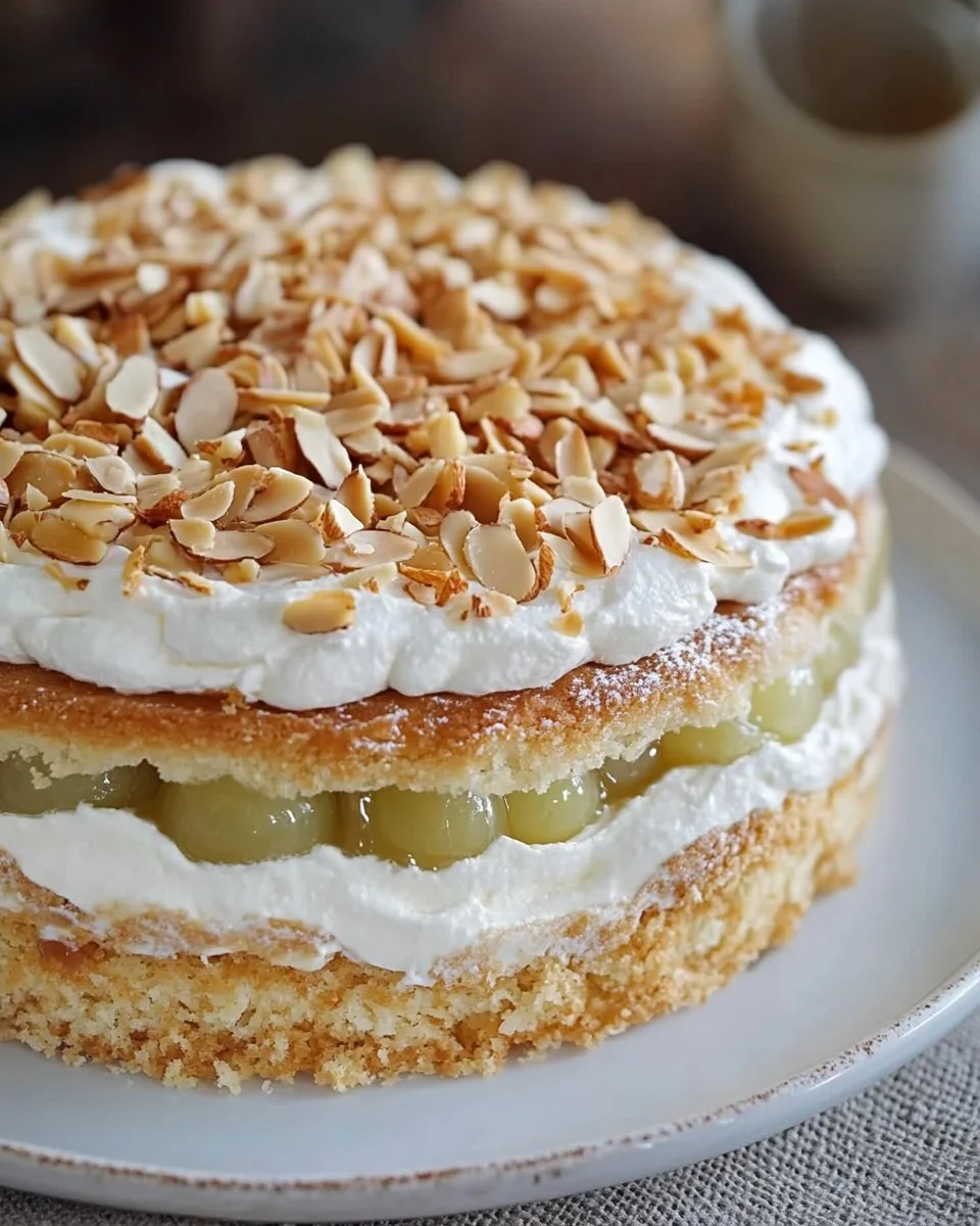 Stachelbeer-Baiser-Torte mit frischen Stachelbeeren und luftigem Baiser
