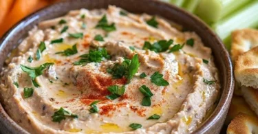 Schüssel mit super cremiger Thunfischpaste für großzügige Snacks