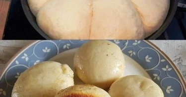 Süße Dampfnudeln serviert mit einer vanilligen Sauce