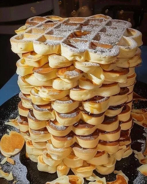 Leckere Vanille-Joghurt-Waffeln auf einem Teller serviert