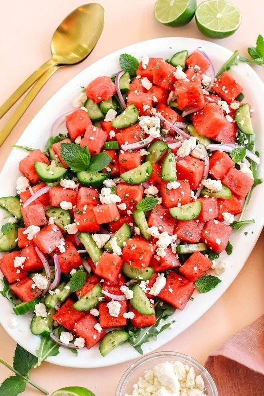 Wassermelonen-Gurken-Salat mit Feta