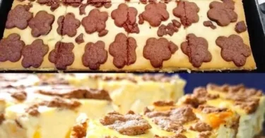 Saftig und cremiger Zupfkuchen vom Blech mit Schokoladenteig und Quarkfüllung