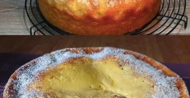 Saftiger Apfelkuchen mit Sauerrahm auf einem Kuchenteller