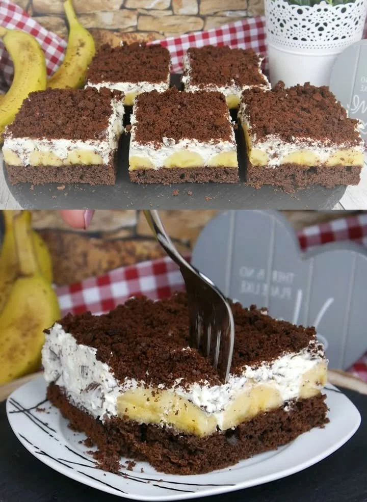 Banana Schokoladenkuchen mit Sahne