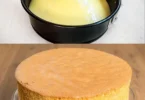 Leckerer Biskuitkuchen auf einem Teller, dekoriert mit Früchten
