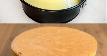 Leckerer Biskuitkuchen auf einem Teller, dekoriert mit Früchten