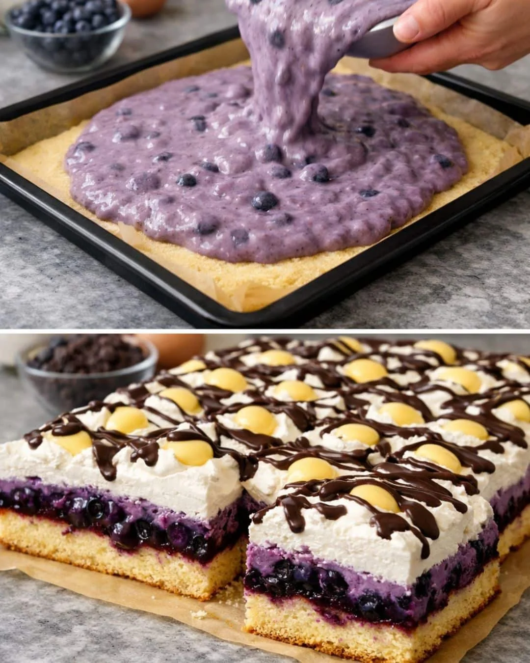Leckerer Blaubeerkuchen mit saftigen Heidelbeeren und fluffigem Teig