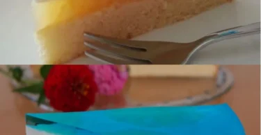 Blauer Hawaii-Kuchen serviert auf einem Tisch